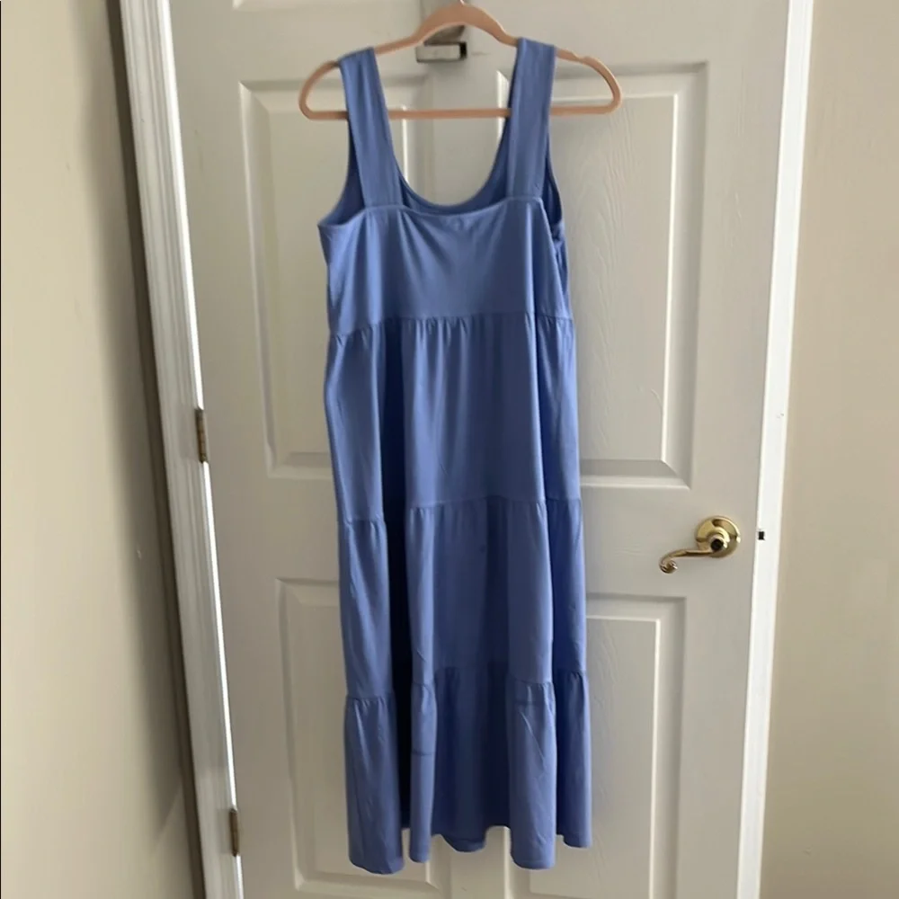 J. Crew Blue Sleeveless Tiered Maxi Dress